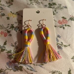 Colorful Loop Tassel Earrings